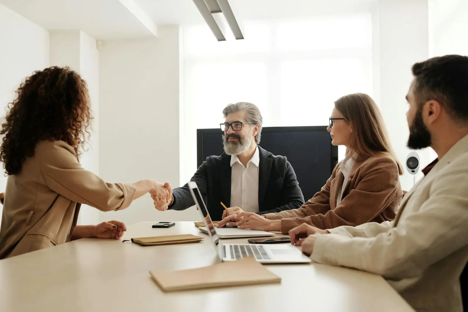 Diverse business professionals collaborating together